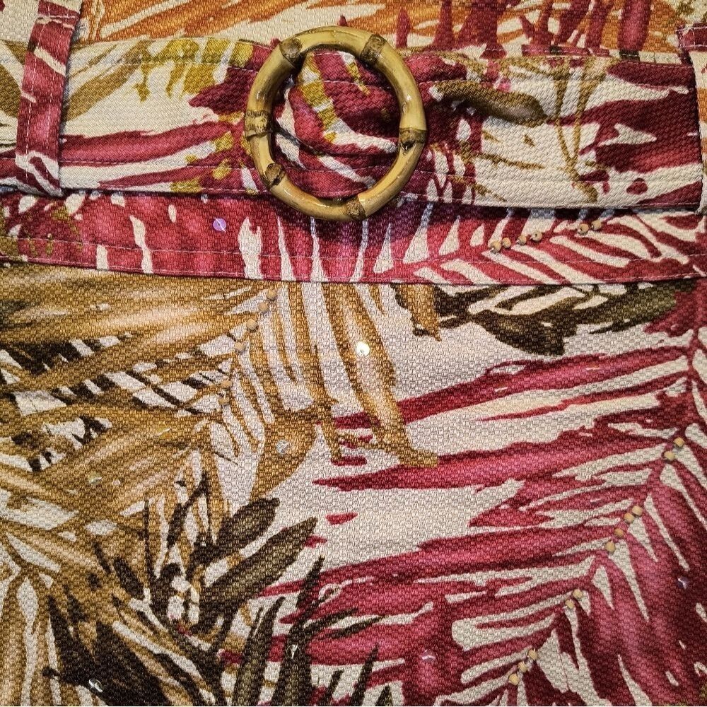 Vintage Kelly Diane Palm Leaf Pencil Skirt Belted Floral Cottagecore Size 8 - Picture 4 of 6